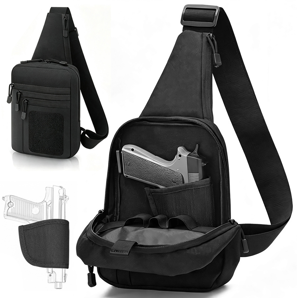 Edc Concealed Carry Holster - กระเป๋าเก็บปืนแบบซ่อนสำหรับพกพา กระเป๋าเก็บปืนพก กระเป๋าสะพายไหล่แบบยุทธวิธีพร้อมซองปืน กระเป๋าคาดลำตัวสำหรับใส่อุปกรณ์ EDC