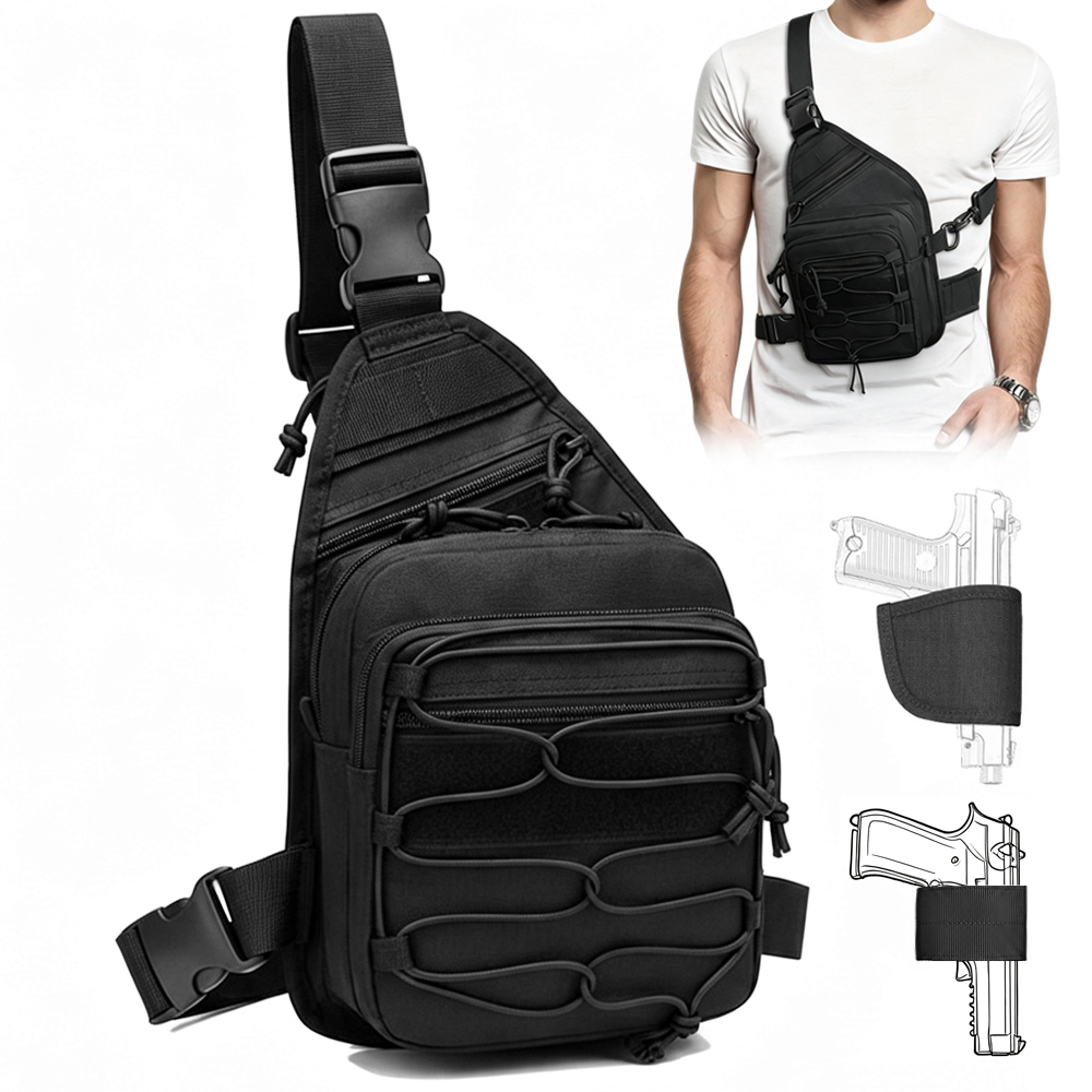 Edc Concealed Carry Holster - กระเป๋าเก็บปืนพกยุทธวิธี กระเป๋าซ่อนปืนพกพร้อมซองปืน กระเป๋าปืนพกแบบเข้าถึงได้รวดเร็ว กระเป๋าคาดหน้าอก EDC