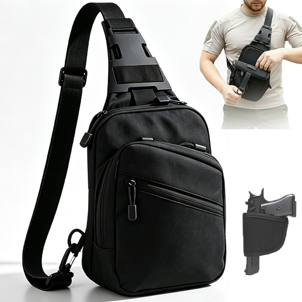 Edc Concealed Carry Holster - กระเป๋าปืนแบบพกพาสะดวก กระเป๋าคาดอกสำหรับพกปืนซ่อน พร้อมซองปืน กระเป๋าสะพายข้างแบบยุทธวิธี กระเป๋า EDC