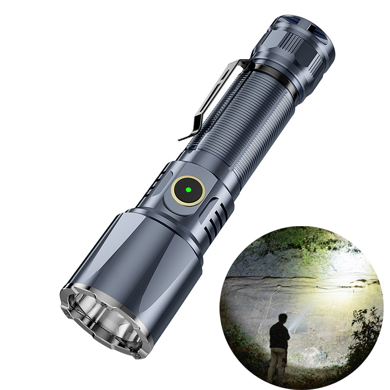 Edc (Every Day Carry - Type-C ไฟฉาย EDC แบบชาร์จแบตเตอรี่21700แบบพกพาที่มีประสิทธิภาพไฟฉาย LED ยุทธวิธีป้องกันตนเองโคมไฟสปอตไลท์สำหรับล่าสัตว์
